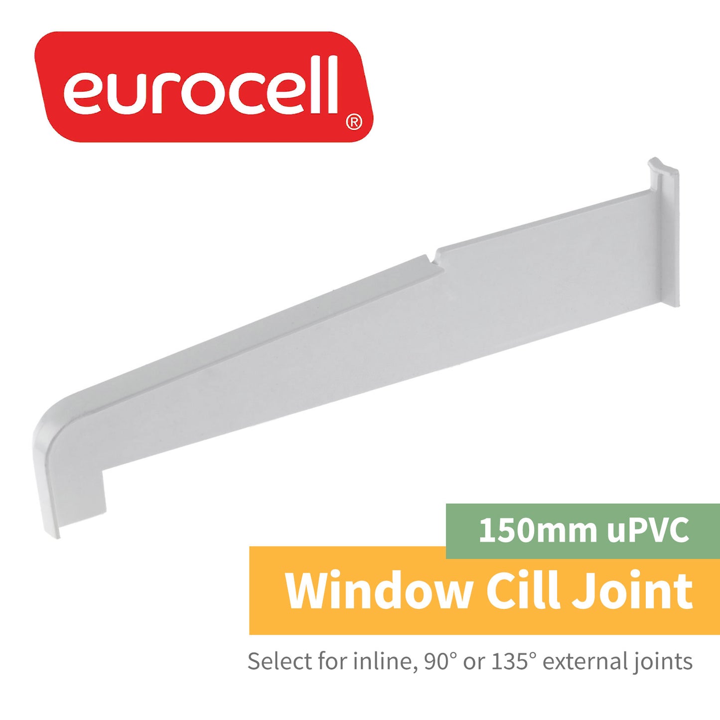 135° Corner Joint for 150mm uPVC Window Cill (Pair) - White 135° Corner Joint for 150mm uPVC Window Cill (Pair) - White