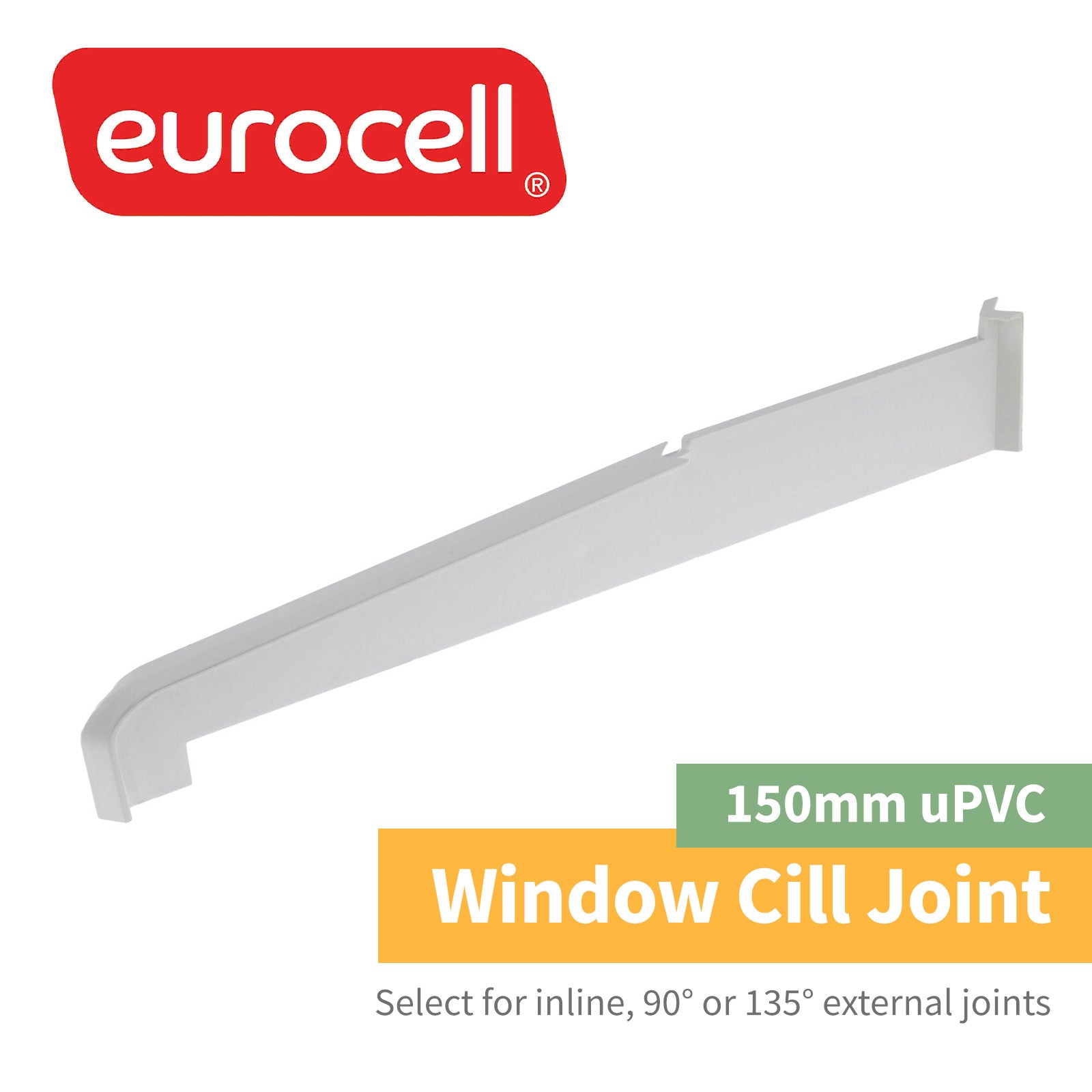 90° Corner Joint for 150mm uPVC Window Cill (Pair) - White 90° Corner Joint for 150mm uPVC Window Cill (Pair) - White