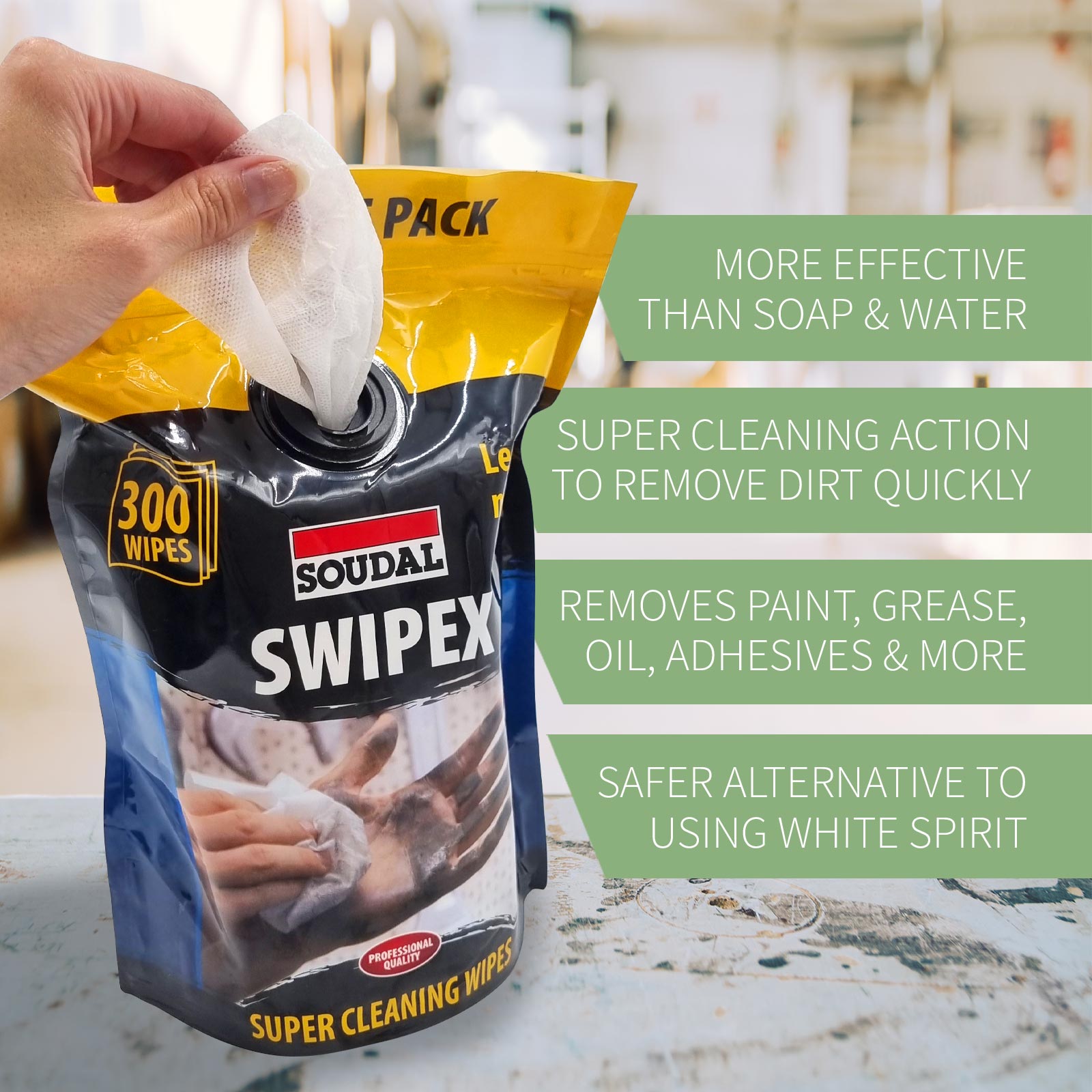 Mega Value Pack (300 wipes) Heavy Duty Cleaning Wipes Soudal Swipex Industrial Disposable Wonder Wipes