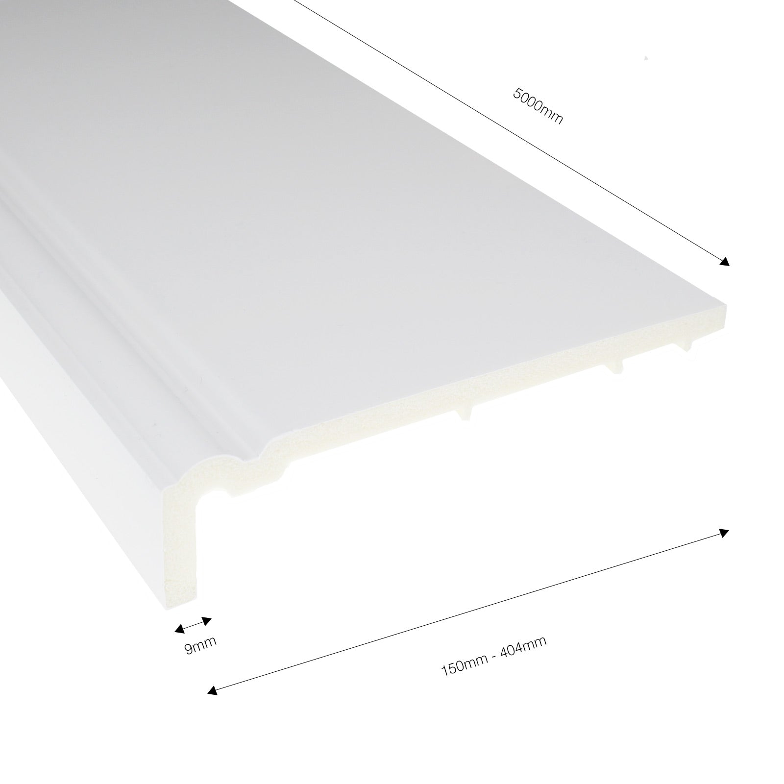 175mm 150mm x 5m, 18mm Ogee uPVC Plastic Capping Cover Board