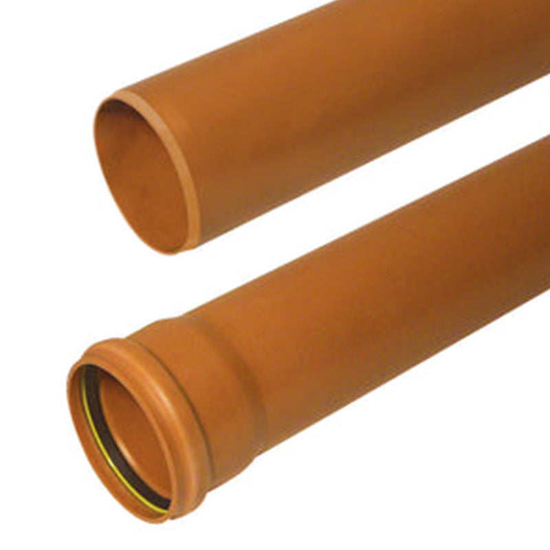 two terracotta underground pipes side by side showing the push fit system