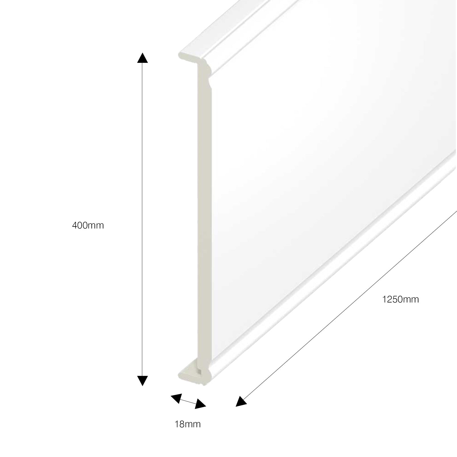 400mm x 1.25m, 18mm Ogee uPVC Plastic Fascia Board Box End 400mm x 1.25m, 18mm Ogee uPVC Plastic Fascia Board Box End