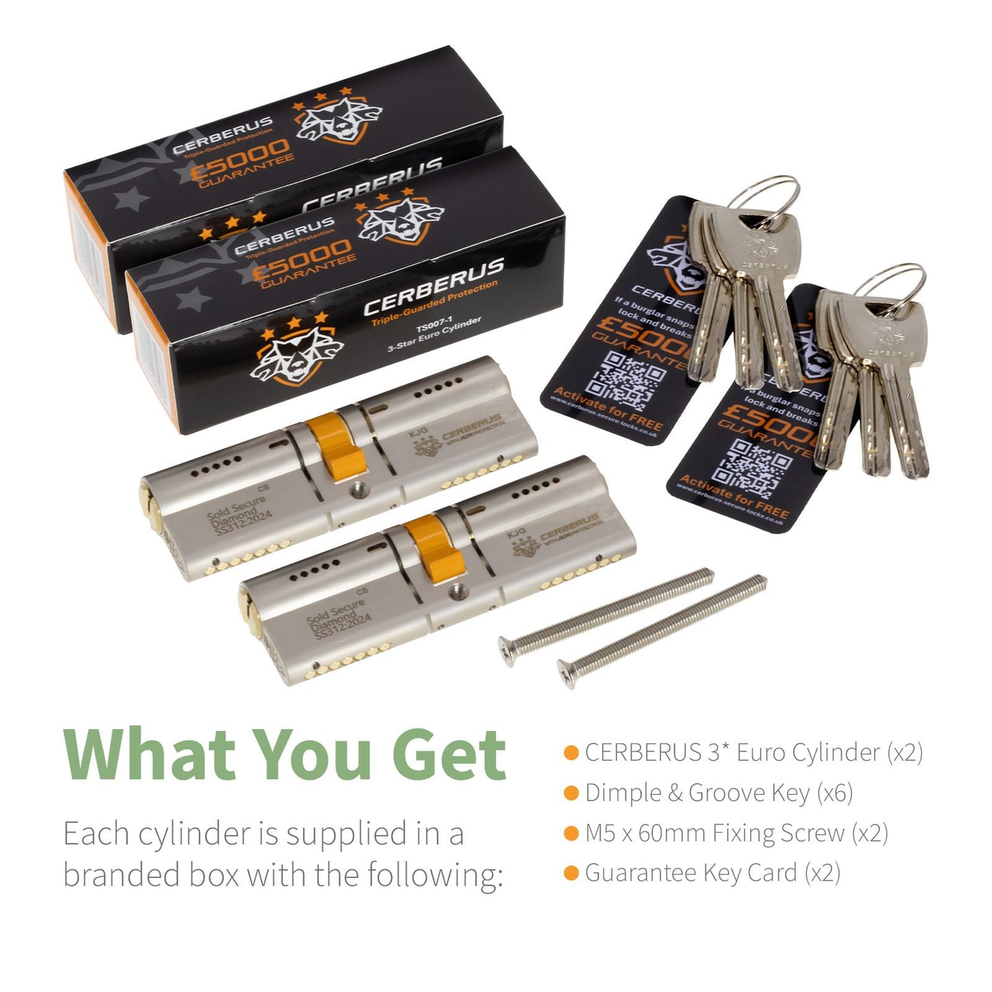 CERBERUS TS007 3* Keyed-Alike Euro Cylinders