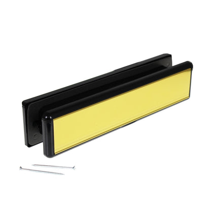 Gold/Black 20-40mm Yale Yaleseal 12" Letterplate Post box - 20-40mm, Black/Black