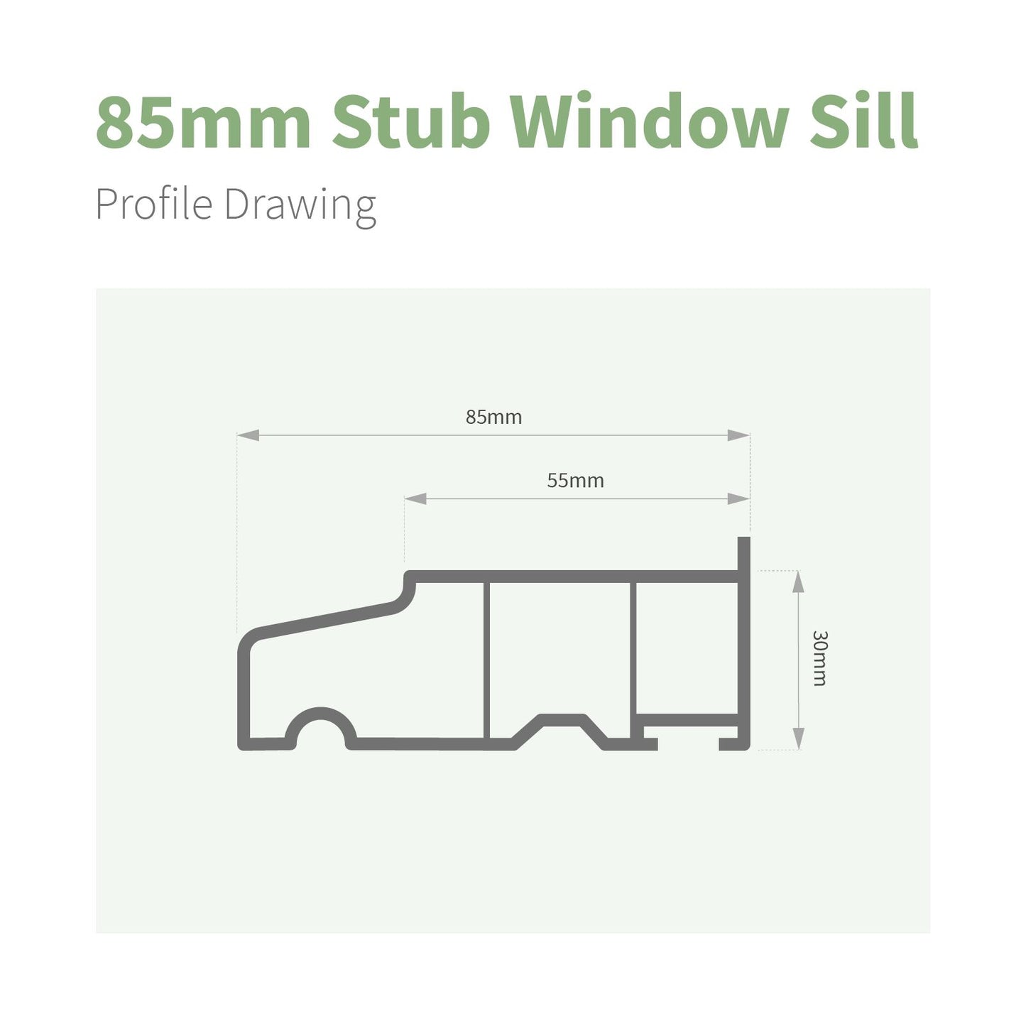 85mm Profile 22 Stub Window Sill (with End Caps)
