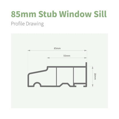 85mm Profile 22 Stub Window Sill (with End Caps)