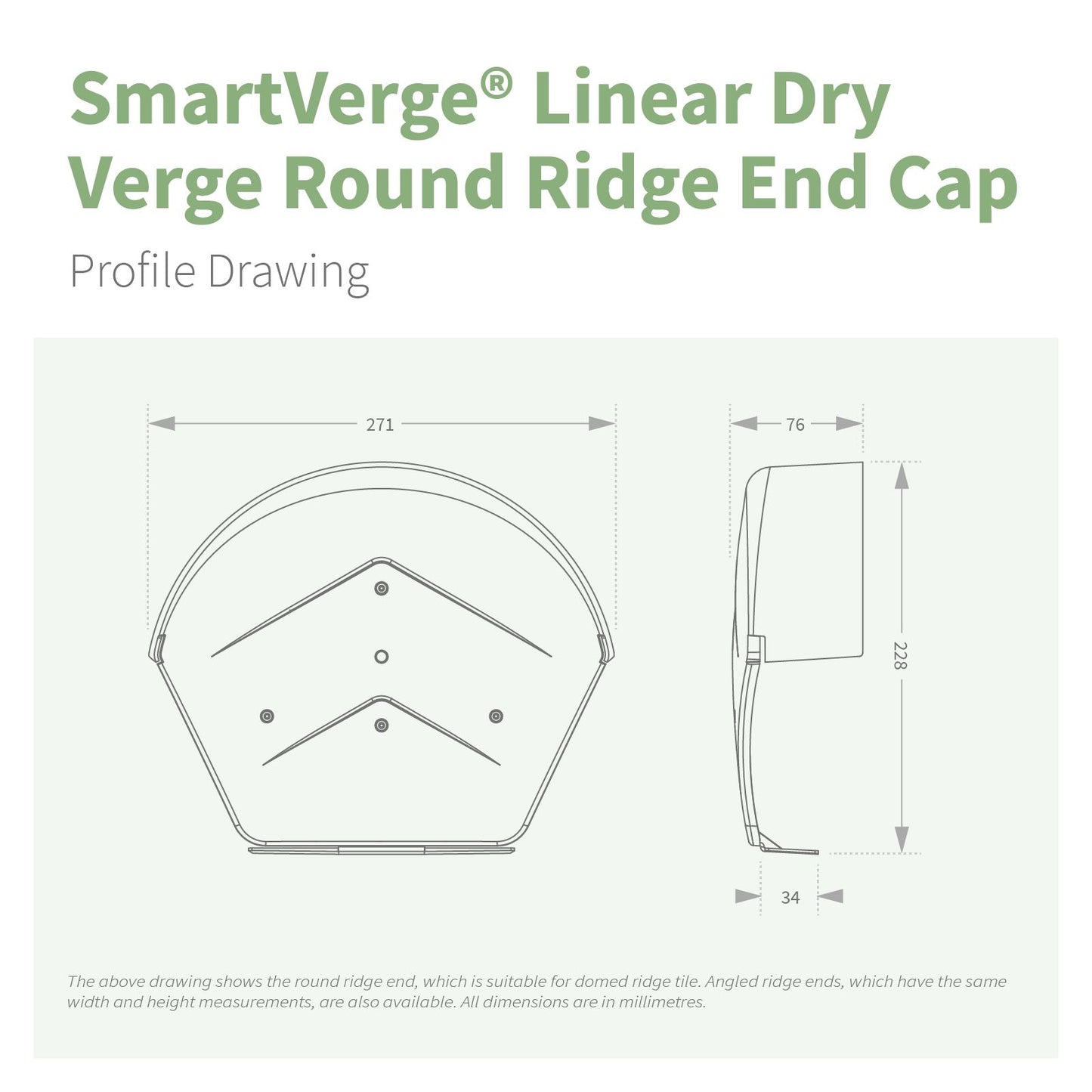 SmartVerge Linear Dry Verge Ridge End Cap