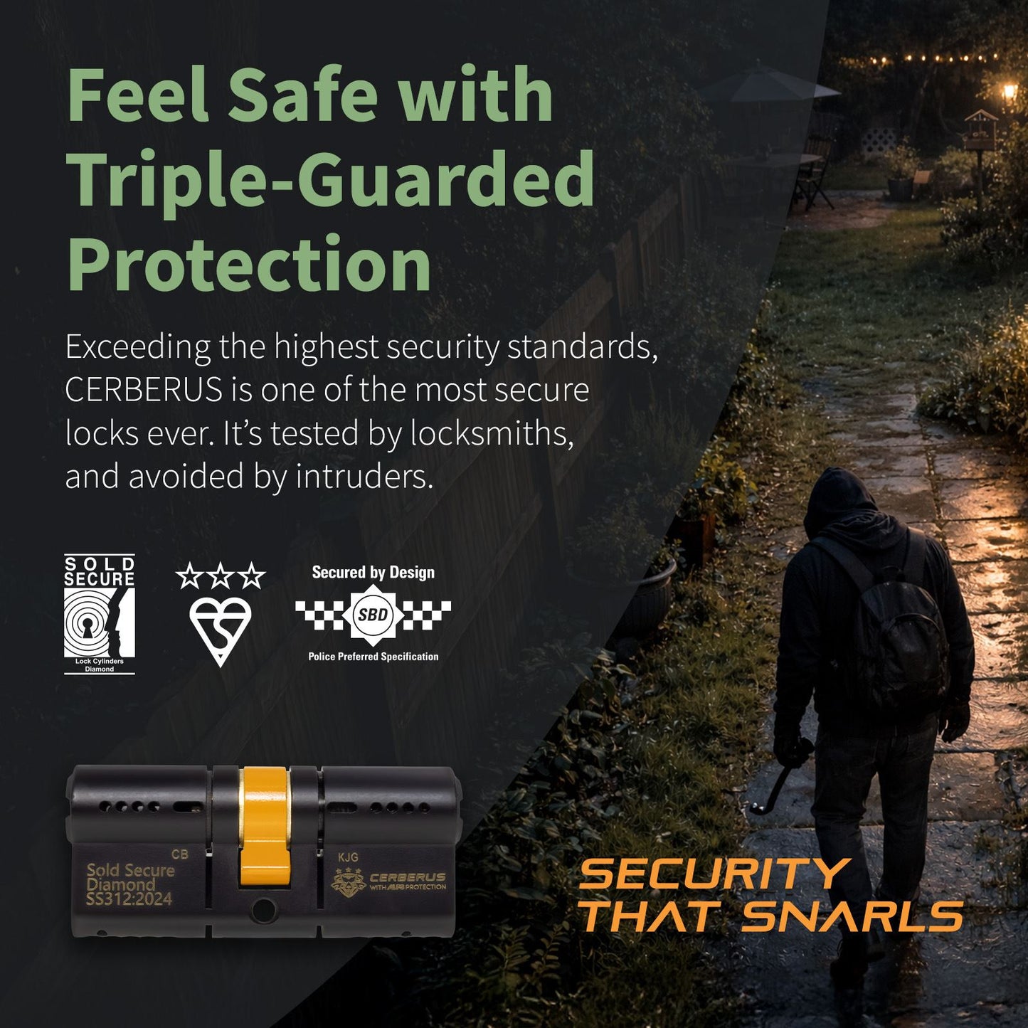 CERBERUS TS007 3* Euro Cylinder (Black)