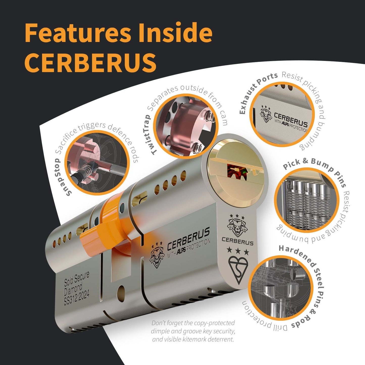 CERBERUS TS007 3* Keyed-Alike Euro Cylinders