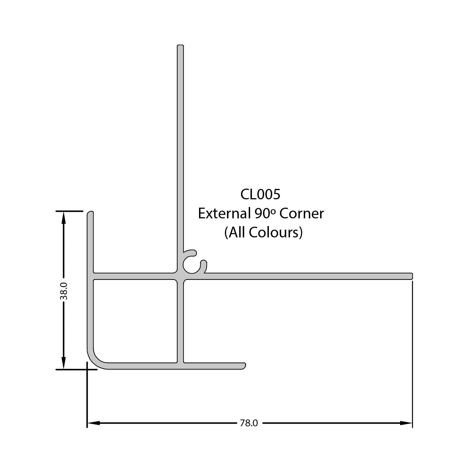 Moondust Grey 5m Aluminium External Closer Trim for Coastline Shiplap Cladding – Anthracite Grey