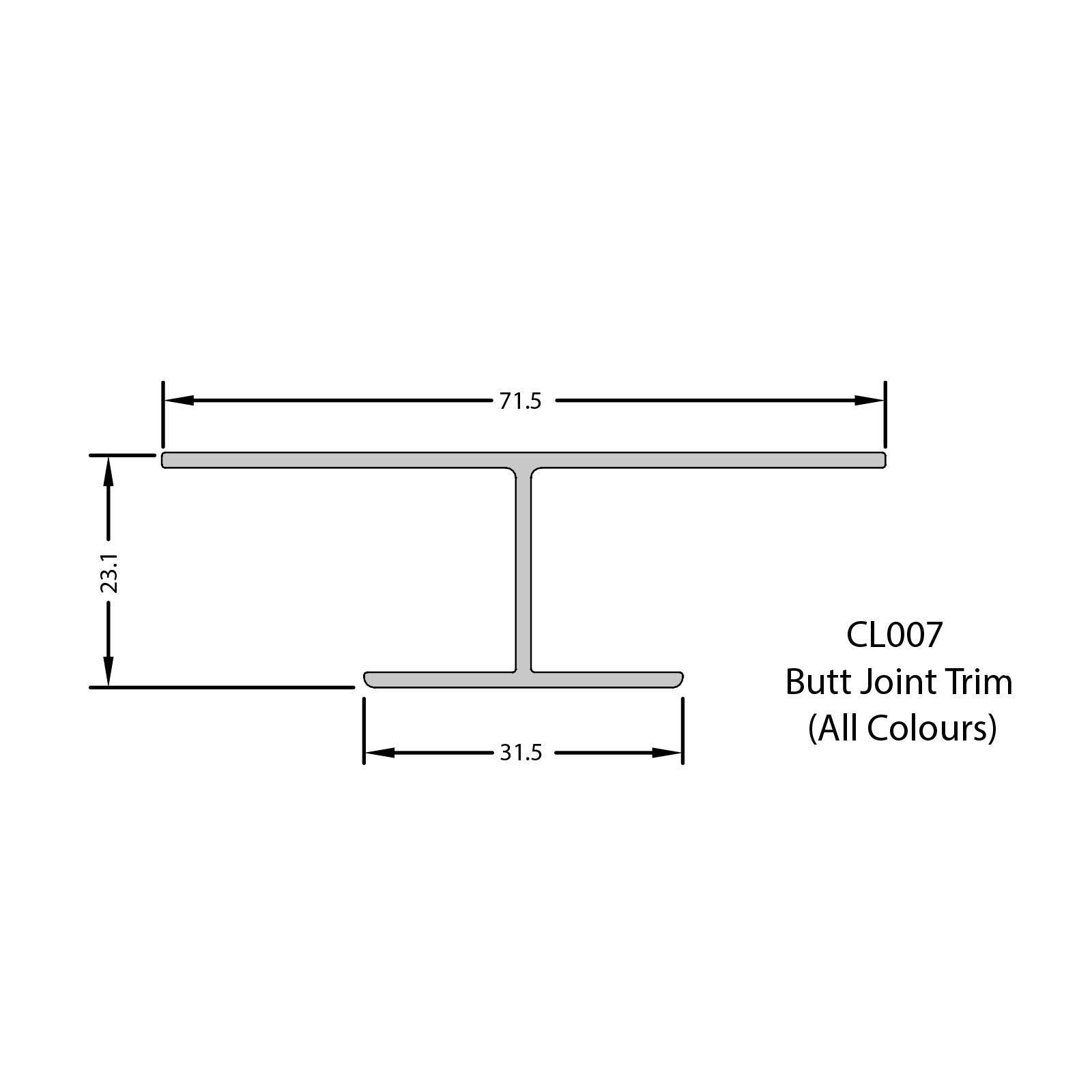 Moondust Grey 5m Aluminium Butt Joint H-Section for Coastline Shiplap Cladding – Anthracite Grey