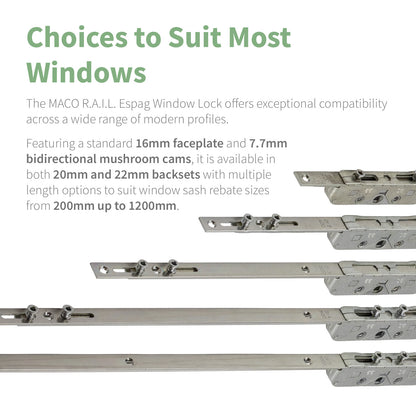 MACO RAIL Inline Espag Window Lock