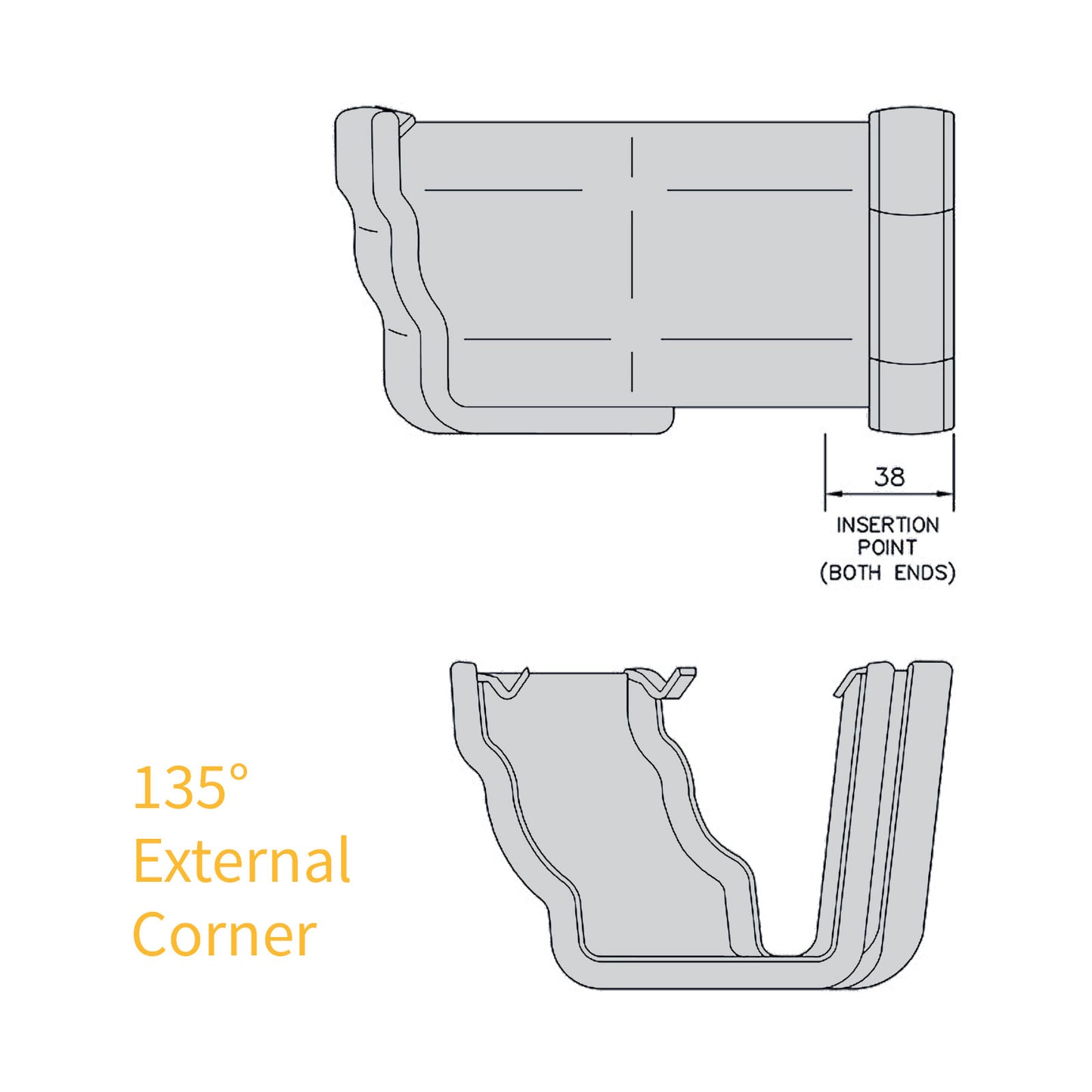 135° External Corner Black FloPlast Niagara Ogee 110mm Gutter parts