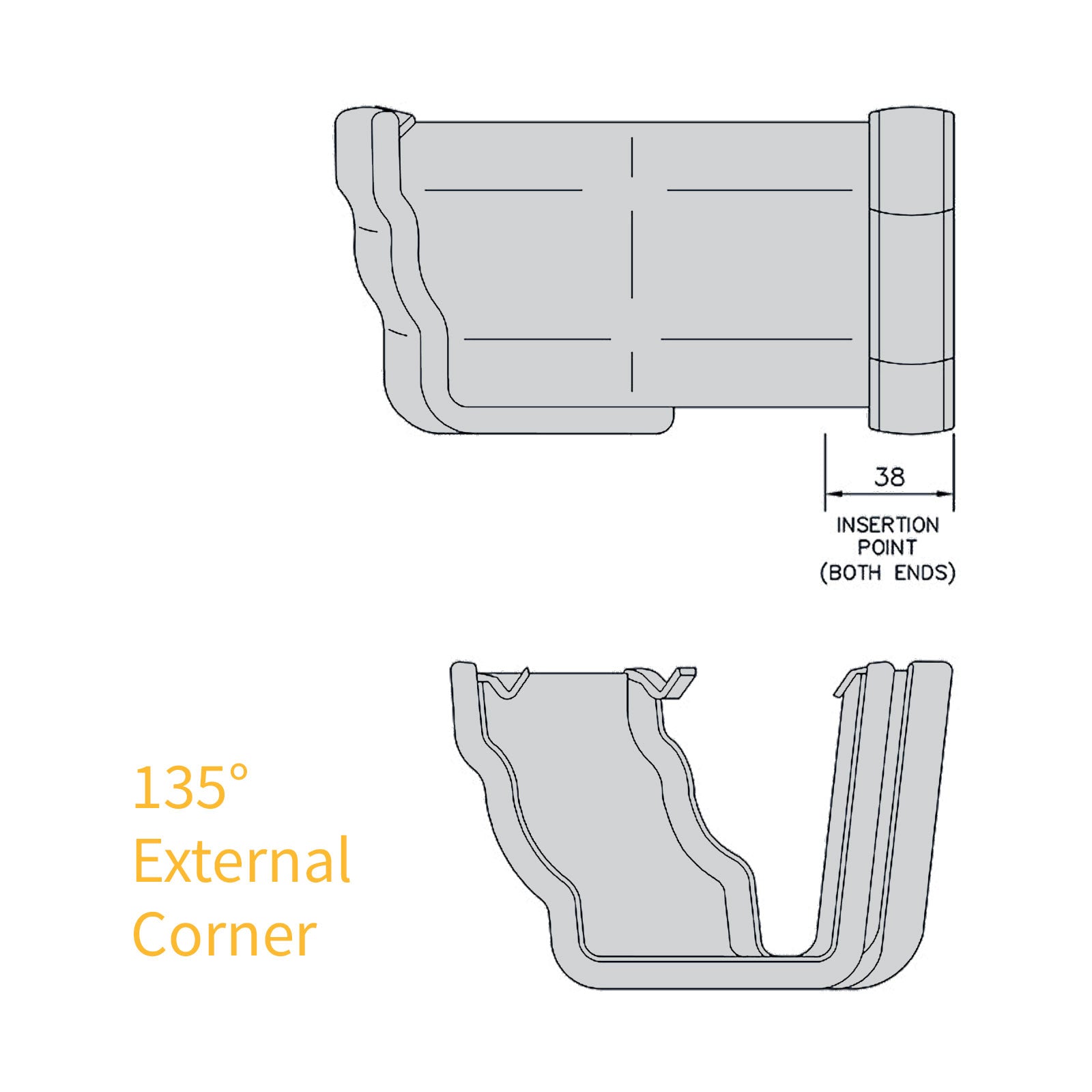 135° External Corner Black FloPlast Niagara Ogee 110mm Gutter parts