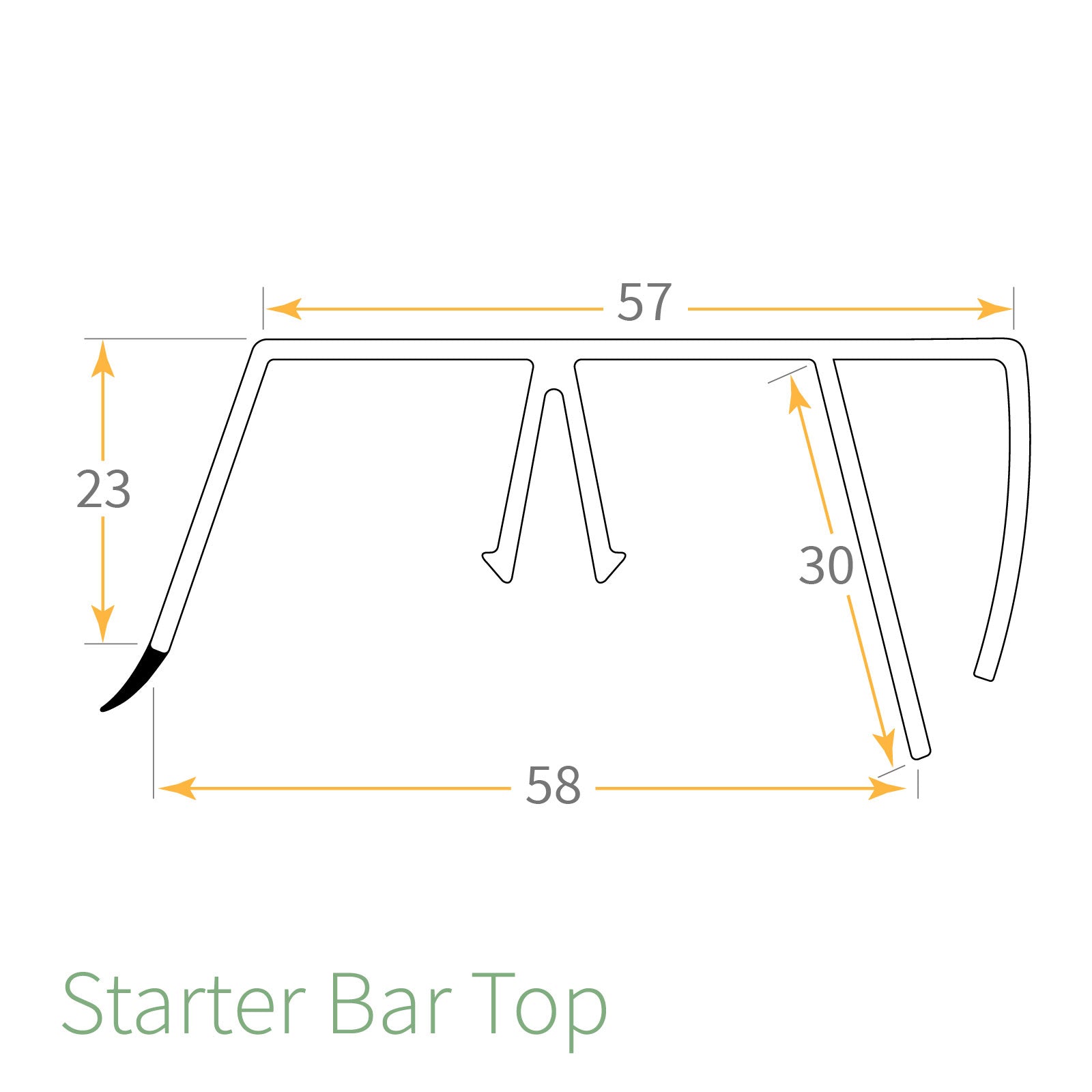 Starter Bar 2.5m (8ft 2in) Ultraframe Ultralite 500 Glazing Bar Top Cap Lean-to Roof Bar Cappings