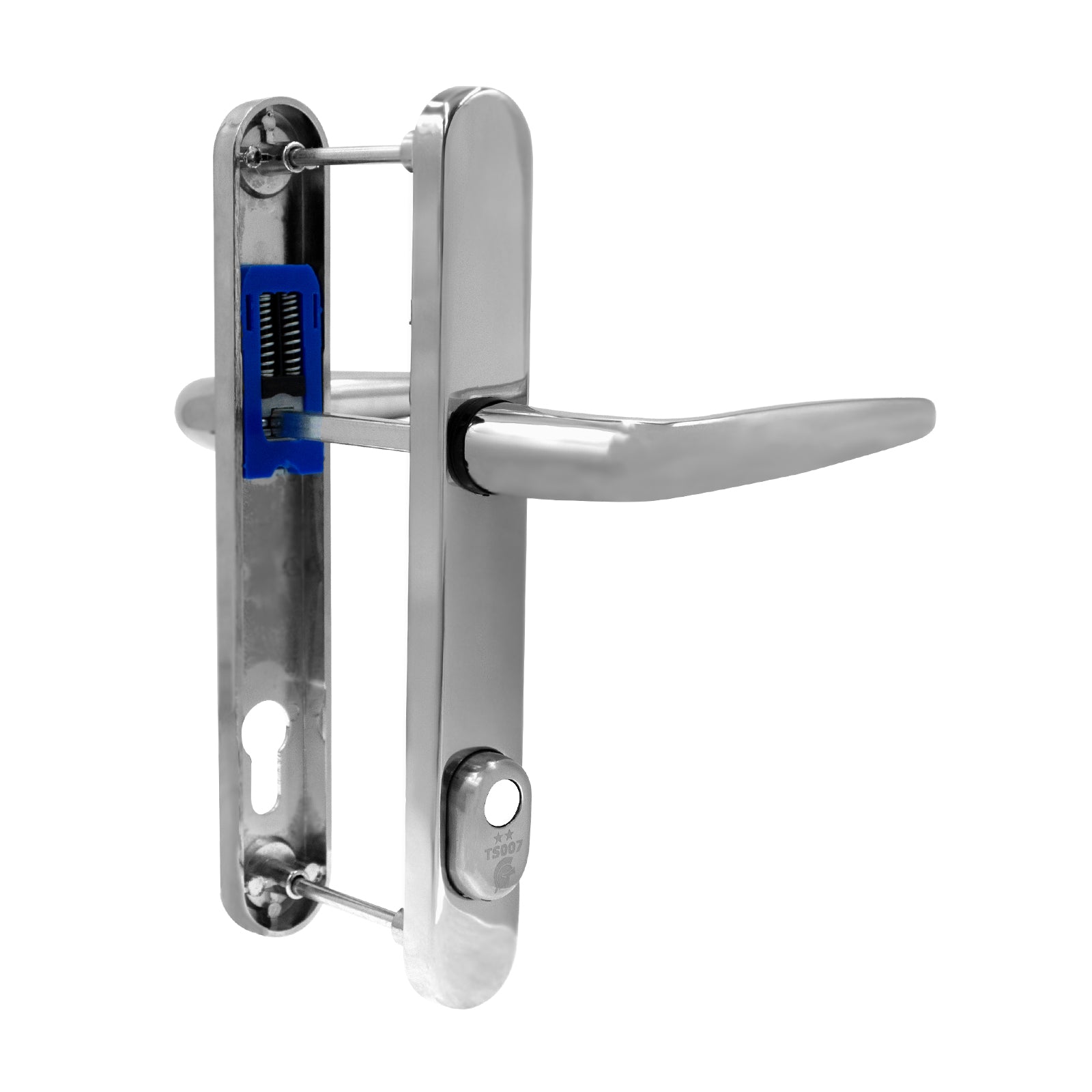 Long Chrome (PVD) Yale Sparta PAS24 Lever/Lever Door Handle Yale Trojan Sparta TS007 PAS 24 2* High Security Door Lever Handle