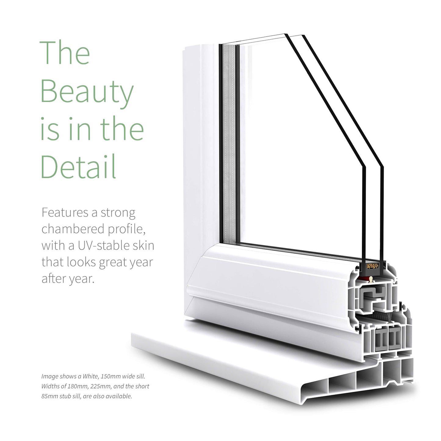 85mm Profile 22 Stub Window Sill (with End Caps)