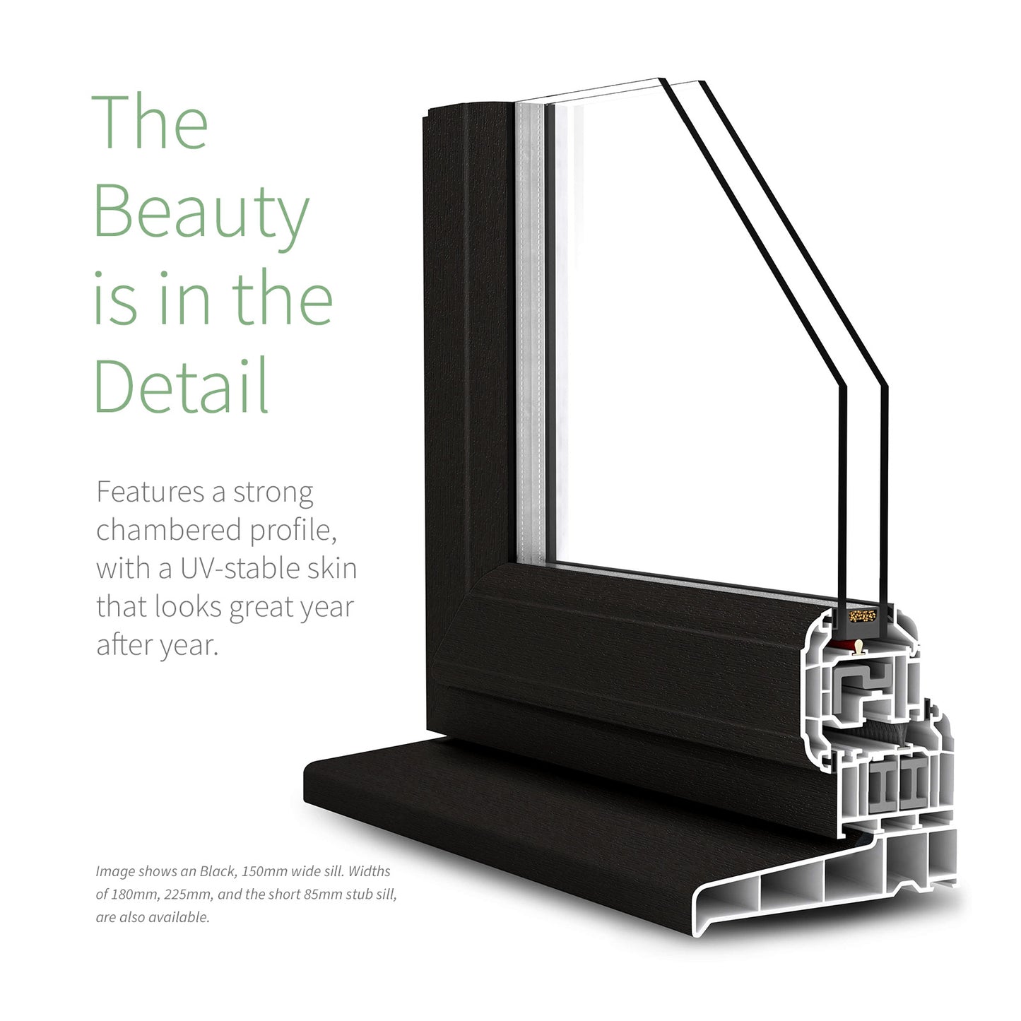 85mm Profile 22 Stub Window Sill (with End Caps)