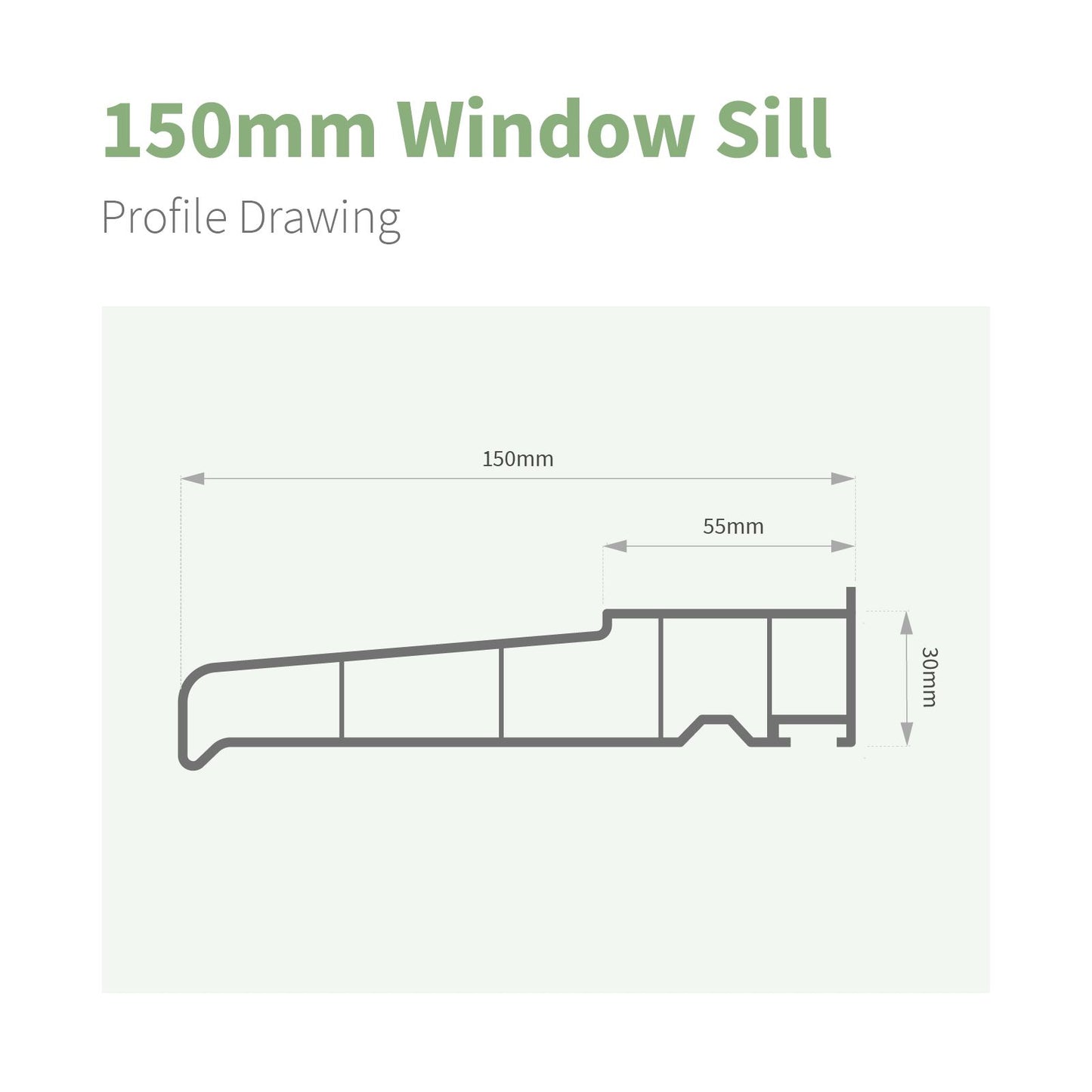 150mm Profile 22 Window Sill (with End Caps)