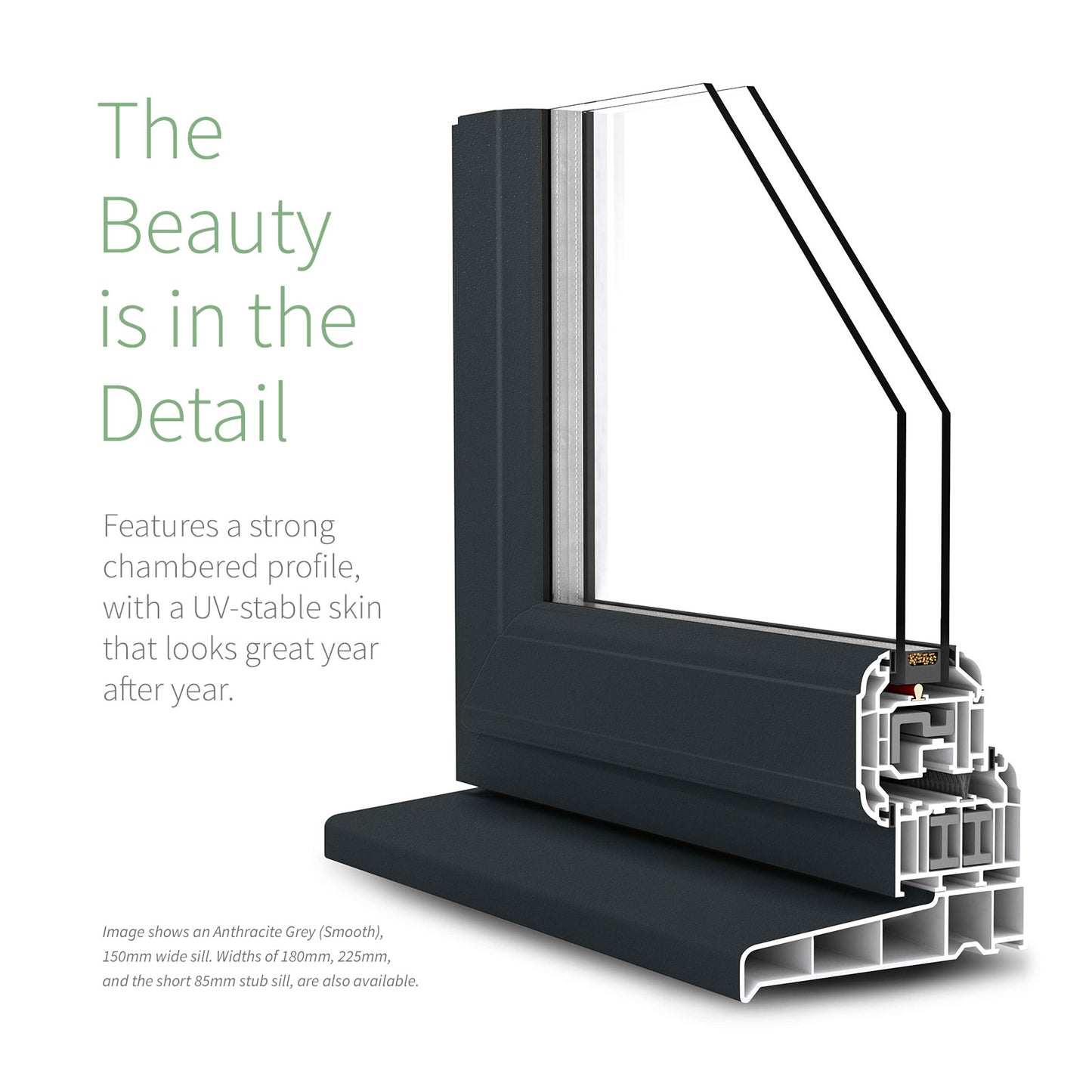 85mm Profile 22 Stub Window Sill (with End Caps)