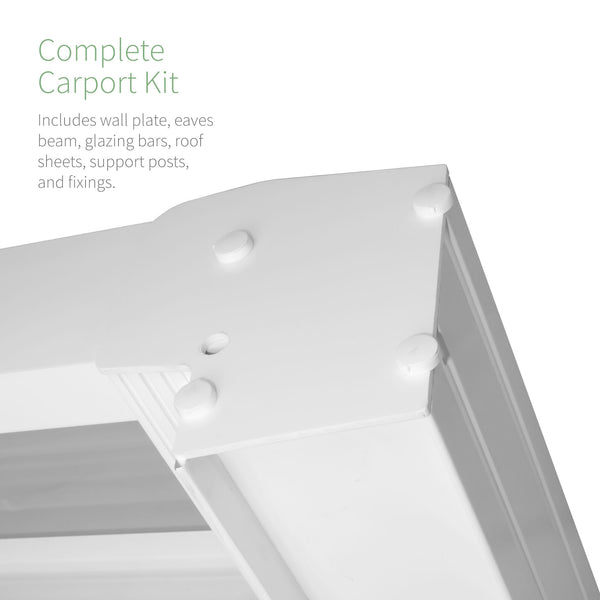 White/Opal Evolution Canopy Carport Kit Lean-to Roof Patio Cover ...