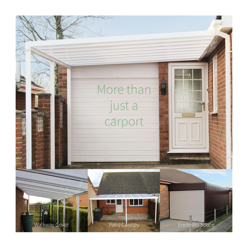 Anthracite Grey/Opal Evolution Canopy Carport Kit Lean-to Roof Patio ...