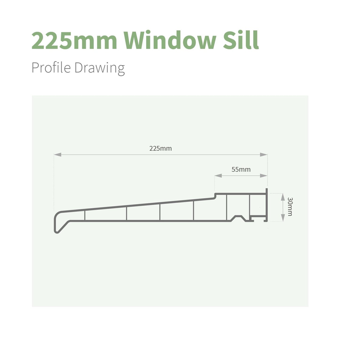 225mm Profile 22 Window Sill (with End Caps)