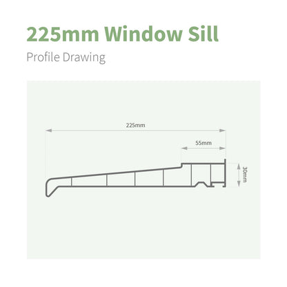 225mm Profile 22 Window Sill (with End Caps)