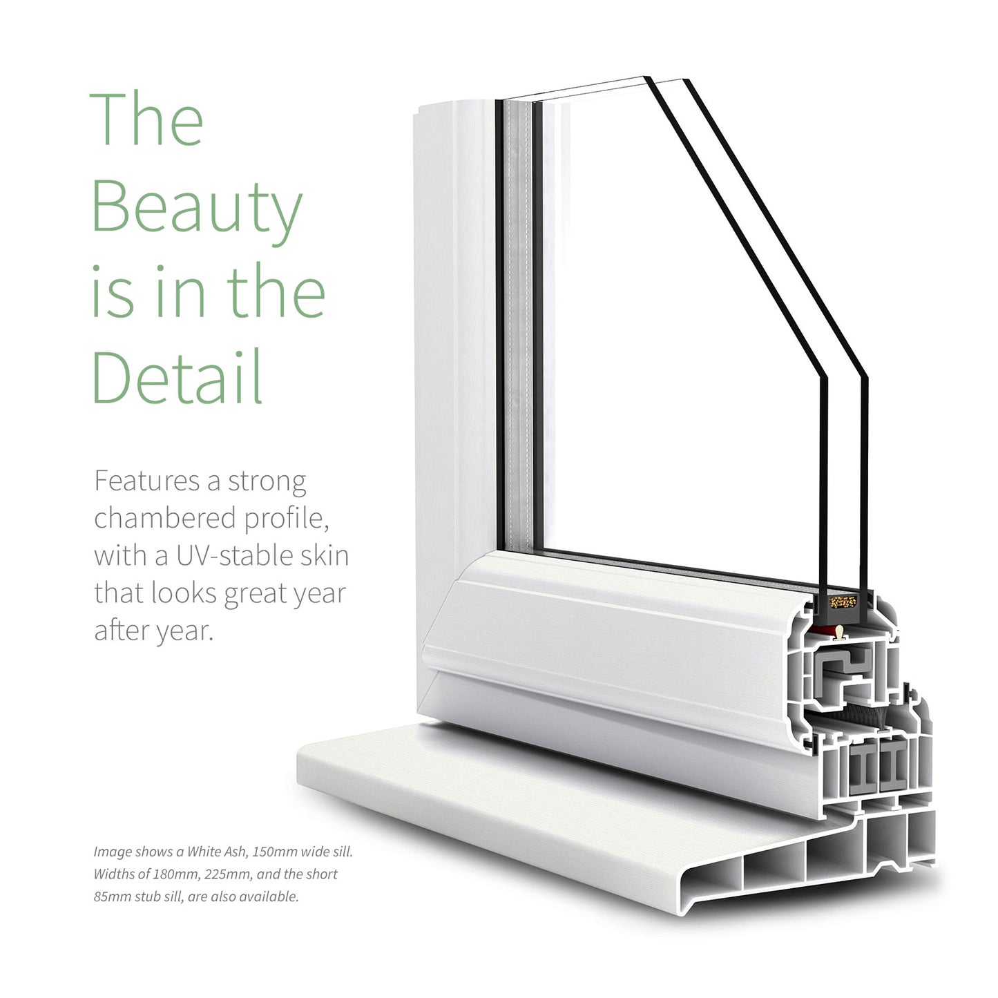 85mm Profile 22 Stub Window Sill (with End Caps)