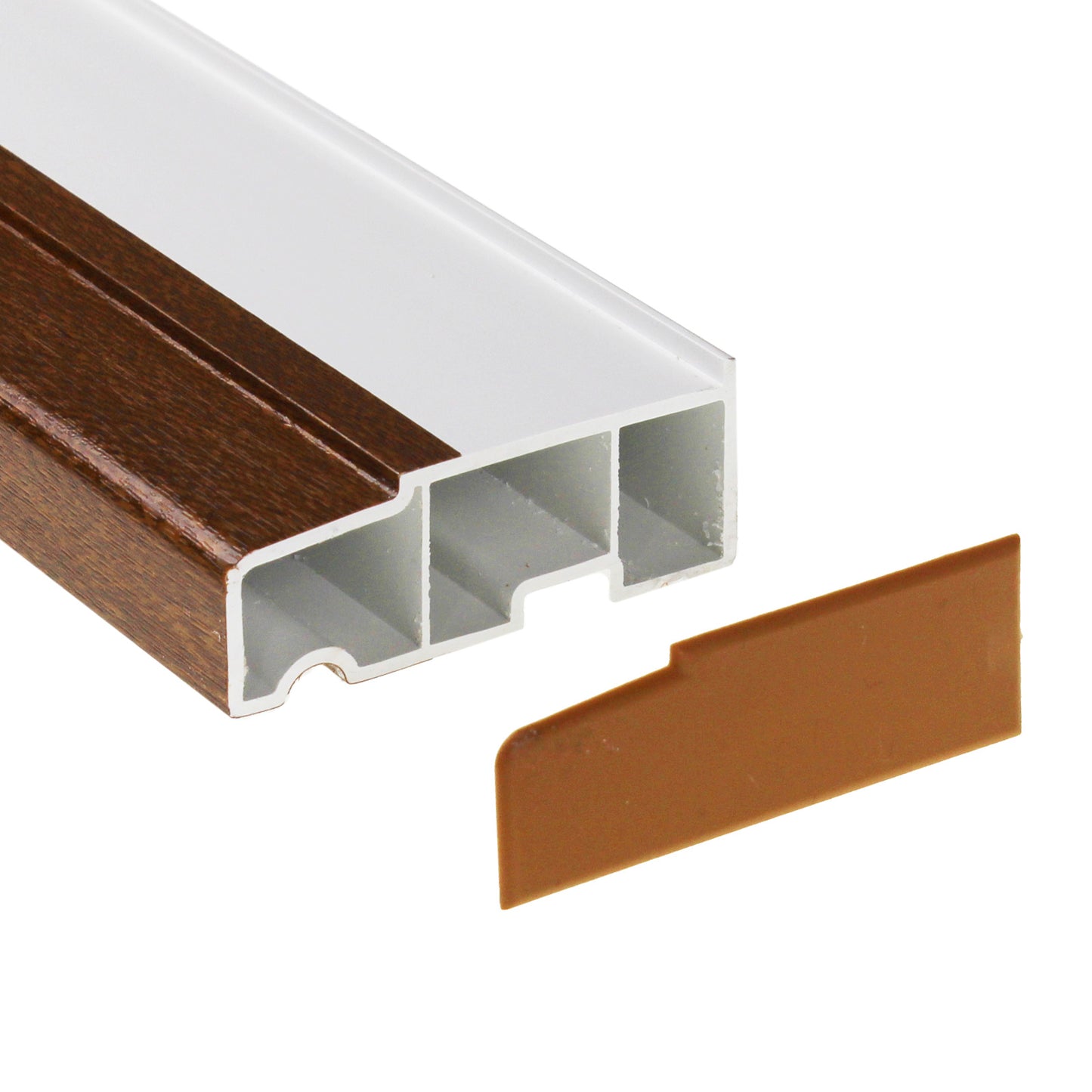 Rosewood 2.5m 1m, 85mm Stub uPVC Plastic Window Sill (with End Caps) - White