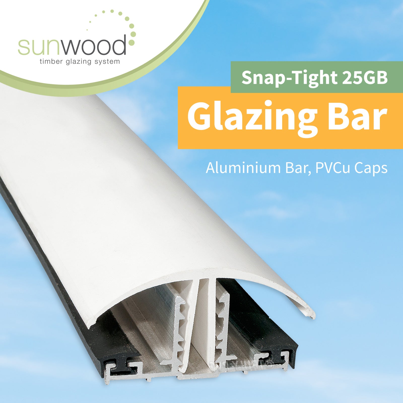 Pvc Lining Bar Sunwood Snap-Tight 25GB Glazing Bar Push Fit Roof Capping for ...