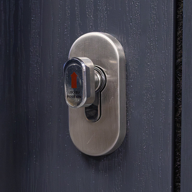 an image of a thumbturn cylinder installed on a door