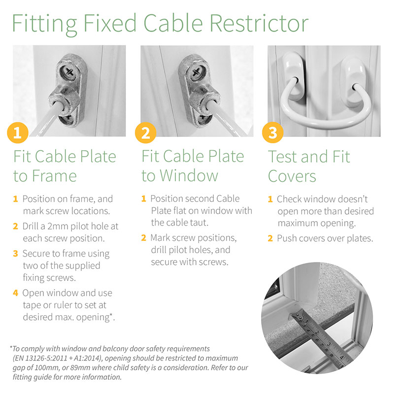 Detail fitting cable restrictor to window