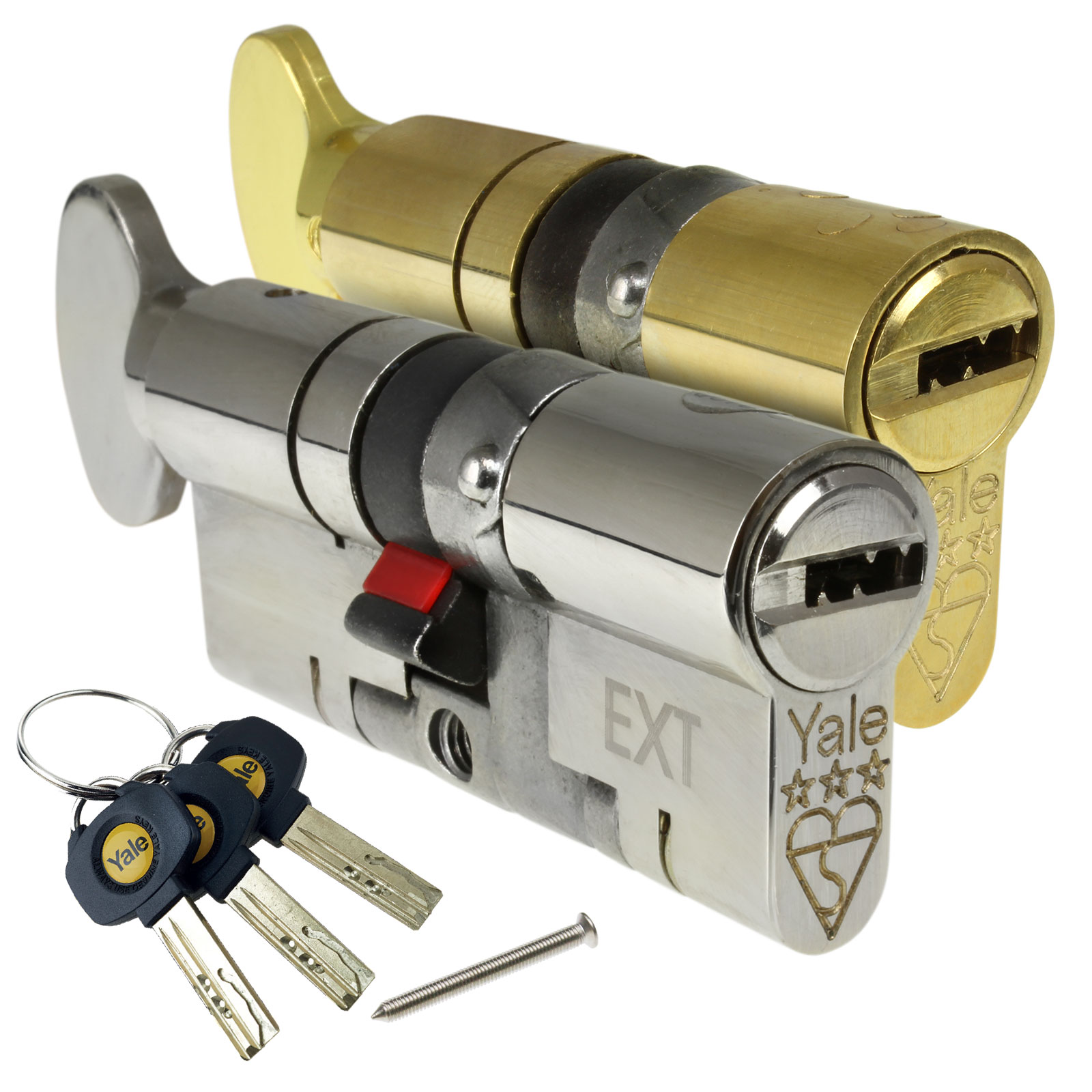 2 Keys Euro Profile Cylinder & Turn 70mm 35/35 Lock uPVC Doors Polished Chrome 