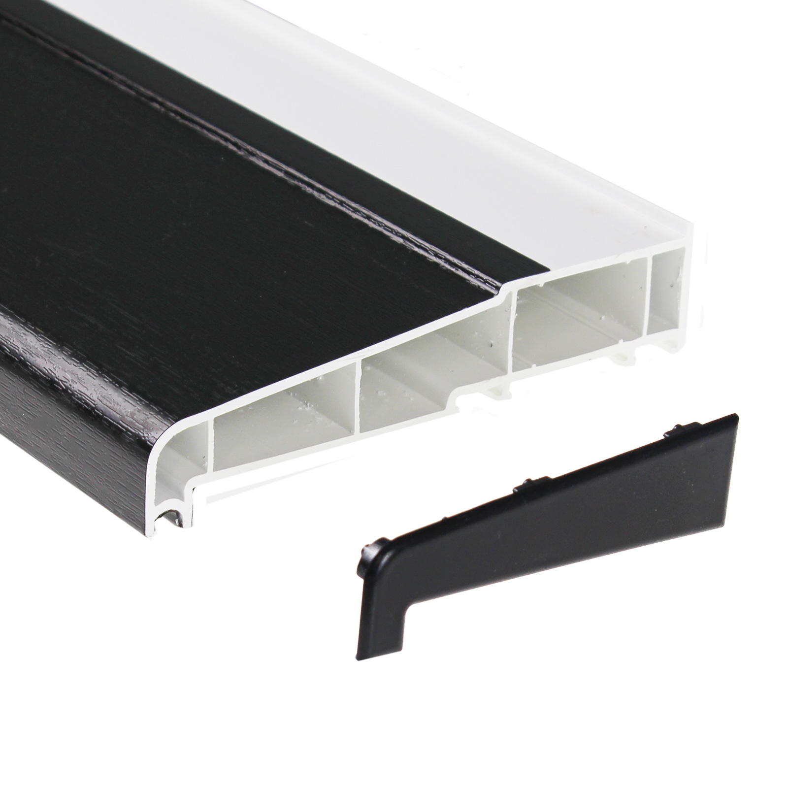 85mm x 1.35m Grey UPVC Plastic External Stub Window Sill with 2 End Caps
