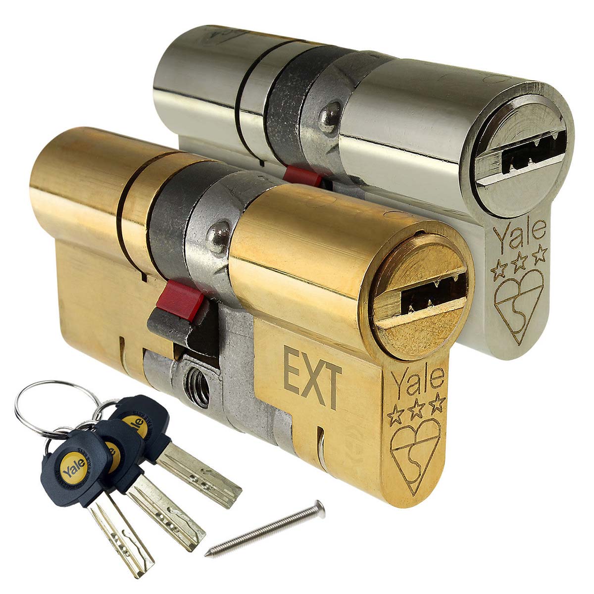 50 X 50 EXT INT 50/50 Nickel YALE Platinum 3 Star Euro Cylinder Barrel Anti Snap Bump High Security uPVC Door Lock TS2007:2014 Lock