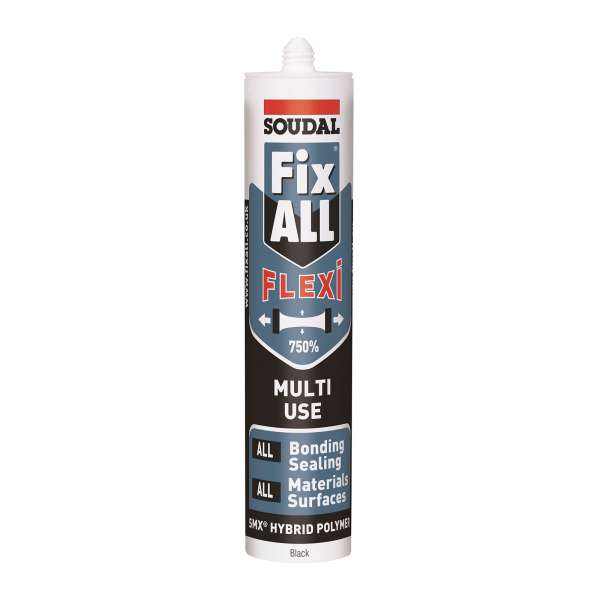 Black Soudal Fix ALL Flexi Sealant & Adhesive Neutral SMX Hybrid Polymer