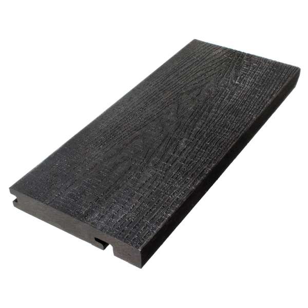 Woodgrained Ancient Black Composite Solid Step Edge Nosing Decking Board Patio Garden Veranda (3.66m)