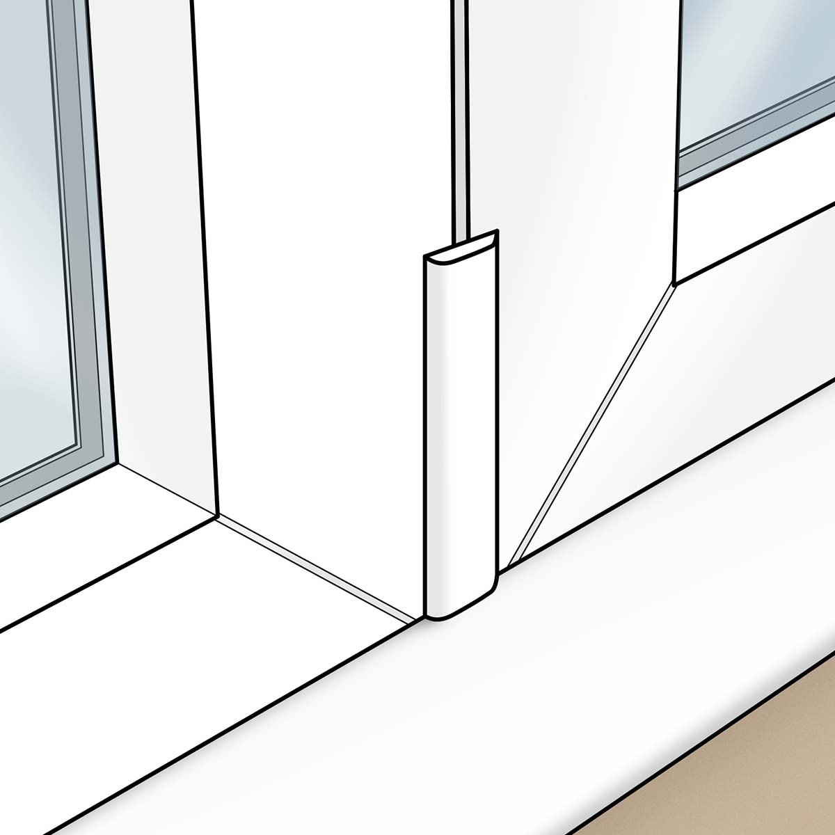 White 25mm D-Mould PVC Window Trim Plastic Finishing Strip