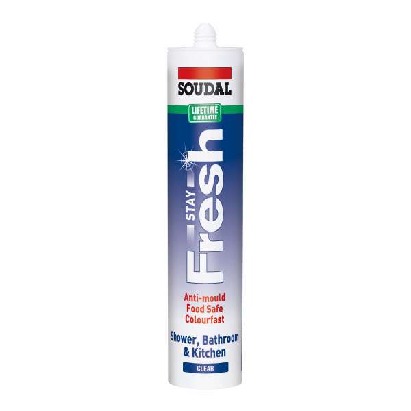 Clear Soudal Stay Fresh Anti-Mould Sanitary Silicone Sealant